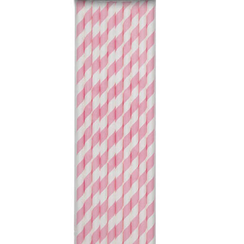 Party Balloons 10 Lively Pink Stripe Paper Straw