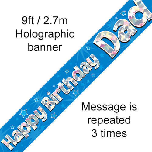Party Balloon 9 Feet Banner Happy Birthday Dad Holographic