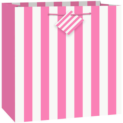 Party Balloon Hot Pink Stripe Gift Bag Medium 