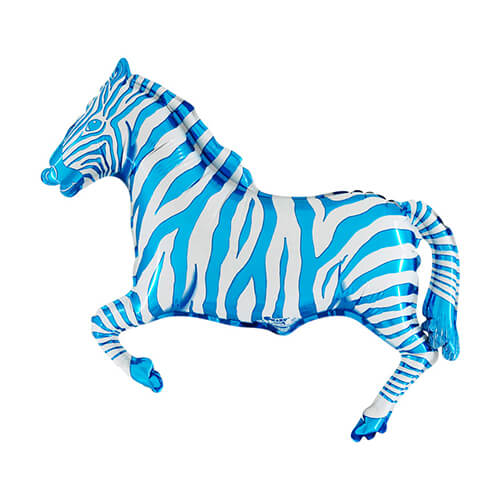 Party Balloon 9" Zebra Blue Airfilled Foil Balloon