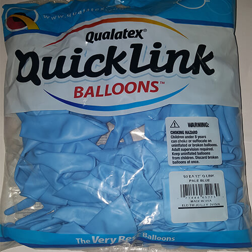 Party Balloon Q-link 12" Pale Blue Latex Balloon