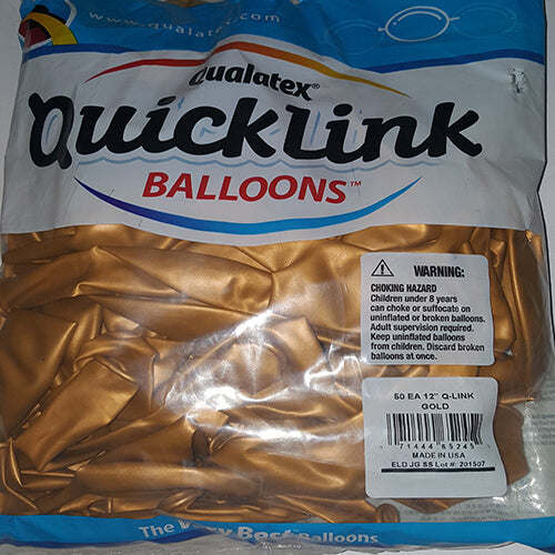 Party Balloon Q-link 12" Gold Latex Balloon