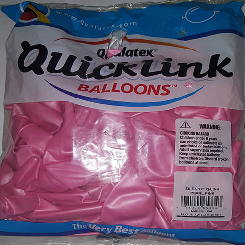 Party Balloon Q-link 12" Pearl Pink Latex Balloon