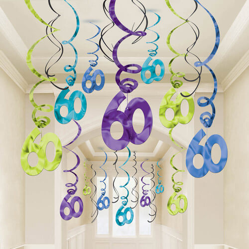 Party Balloon 60 Value Pack Hanging Foil Swirl Decorations