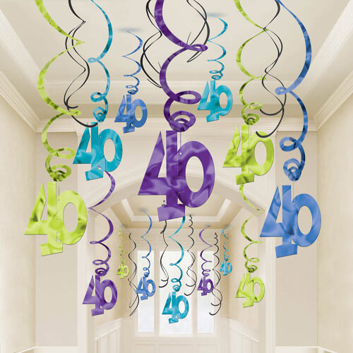 Party Balloon 40 Value Pack Hanging Foil Swirl Decorations
