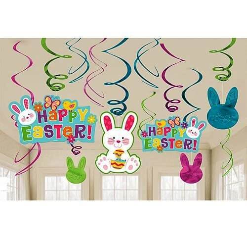 Party Balloon Happy Easter Swirl Hanging Easter Bunny Value Pack