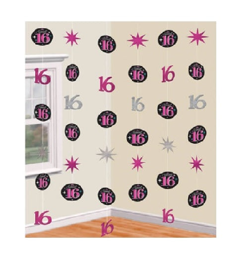 Party Balloon 7ft Sweet Sixteen Strings Decorations 6Ct.