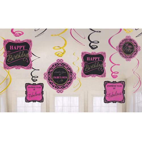 Party Balloon Happy Birthday Fabulous Swirl