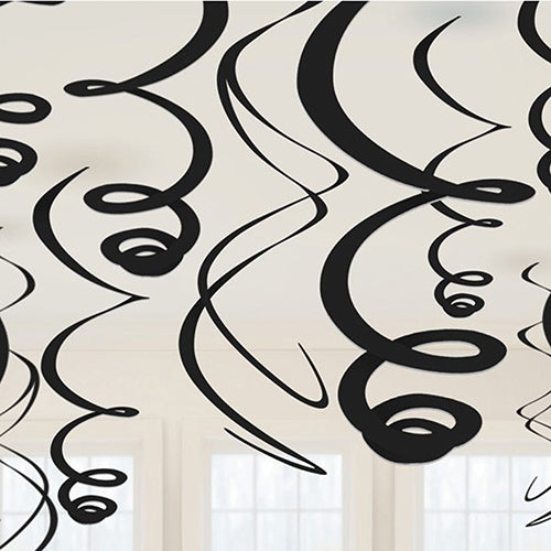 Party Balloon (12)Swirl Pl Dec Black