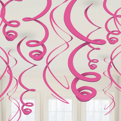 Party Balloons swirl decoration, Party Plastic Bright Pink