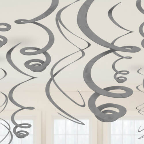 Party Balloon Swirls Decoration, Silver