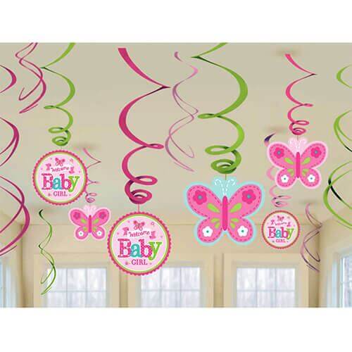 Party Balloon Decoration Swirl Welcome Little One Girl