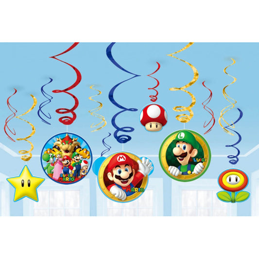 Party Balloon Super Mario Hanging Swirls