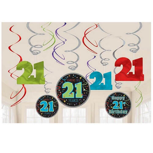 Party Balloon Brilliant 21st Birthday Swirl Decorations