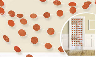 Party Balloon Glitter Orange Polka Dot String Decorations 6ct