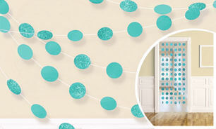 Party Balloon Glitter Robin's Egg Blue Polka Dot String 6ct