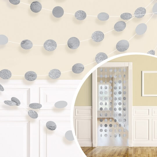 Party Balloon Glitter Silver Polka Dot String Decorations