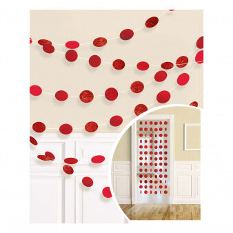 Party Balloons Glitter Red Polka Dot String Decorations 6ct