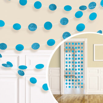 Party Balloon Glitter Caribbean Blue Polka Dot String Decorations