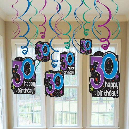 Party Balloon Decoration Swirl Pack 30th Birthday