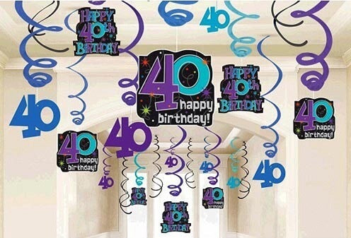 Party Balloon 40th Birthday Swirl Pack Decoration