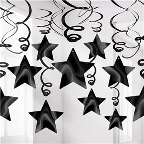 Black Star Hanging Swirls Decoration 