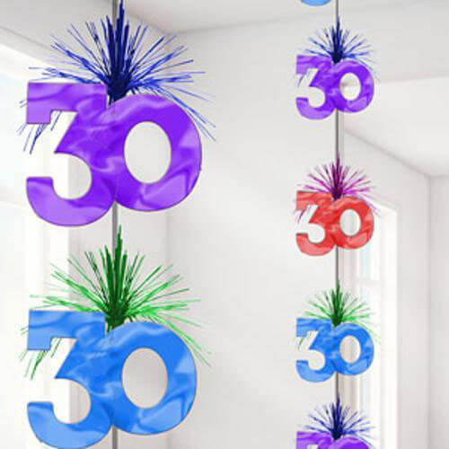 Party Balloon 30th Cascade Column Decoration - 2.1m