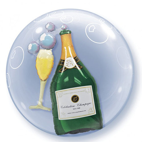 Party Balloon Bubbly Wine Bottle &amp; Glass Bubble Balloon