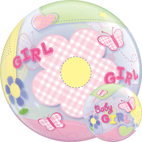 Party Balloon 22" Baby Girl Butterflies Babble Balloon
