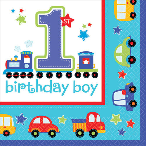 Party Balloon Aboard Birthday Napkins
