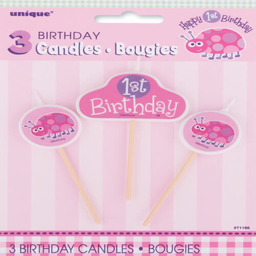 Party Balloon Ladybug Birthday Candle Set 