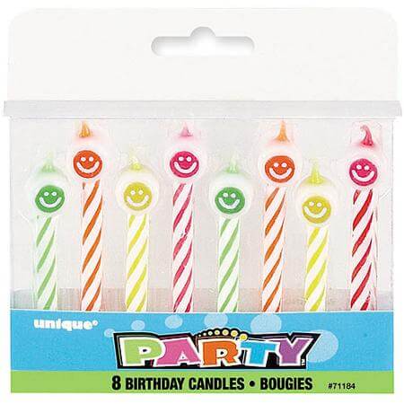 Party Balloons Happy Face Top Birthday Candles