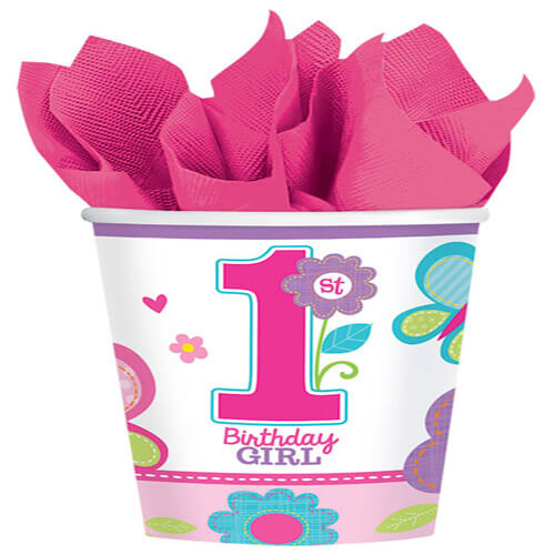 Party Balloon 9Oz 1st B'day Girl 18 Ct.