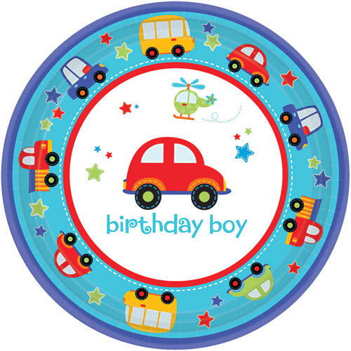 Party Balloon 7" All Aboard 1st Birthday Plates