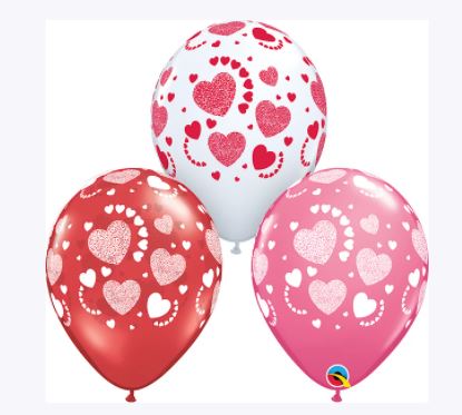 Party Balloons 11" Etched Hearts A Round Latex Balloon-50CT