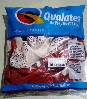 Party Balloons 11" Ruby &amp; Purl White Swirl Heart Latex Balloon