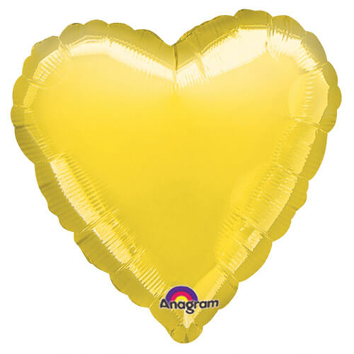 Party Balloon Metallic Yellow Heart Foil Balloon 18" 