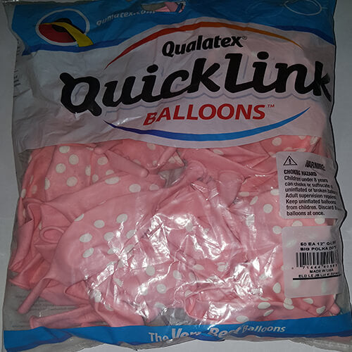Party Balloon Q-link 12" Pink Polka Dot Latex Balloon