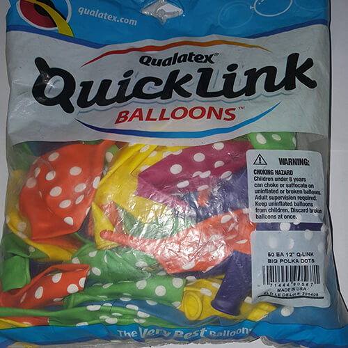 Party Balloon Q-link 12" Assortment Polka Dot  Latex Balloon
