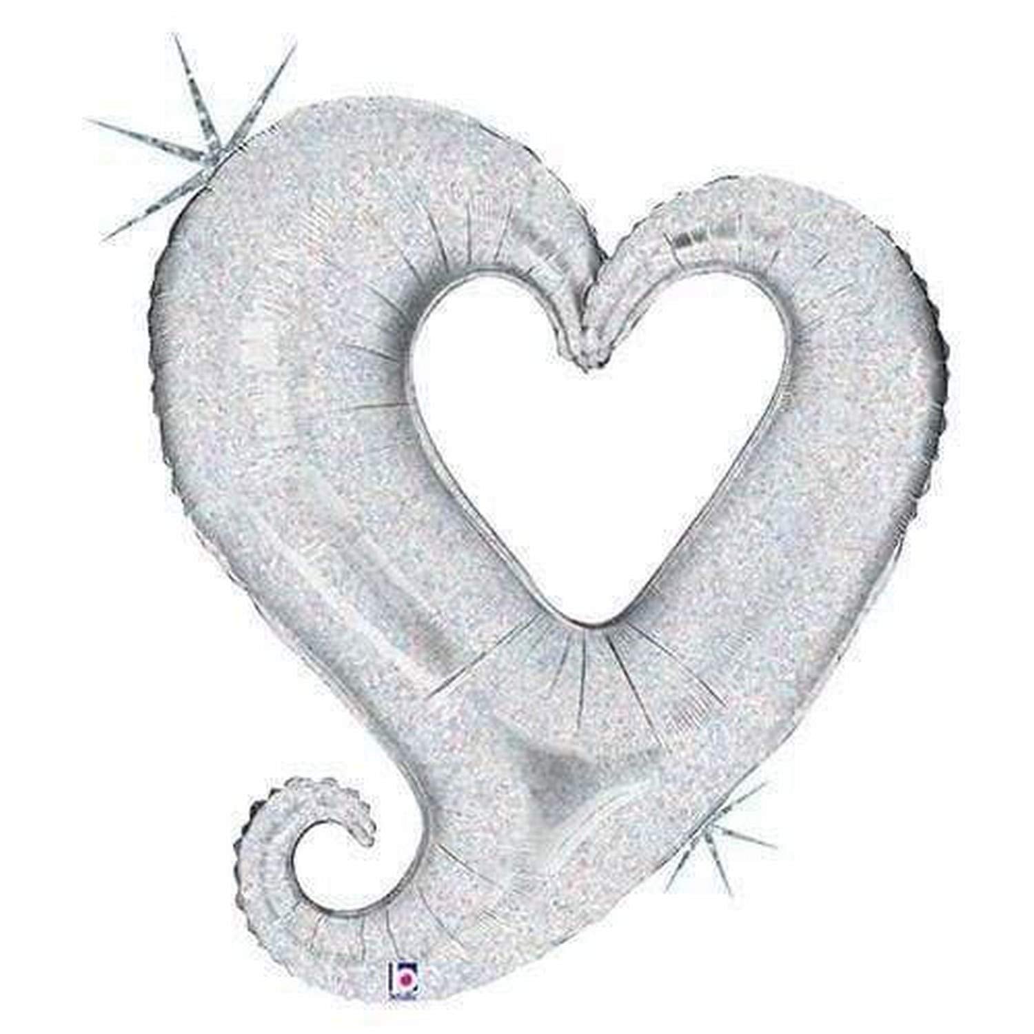 Valentine Day Chain Silver Heart 37" Foil Balloon 