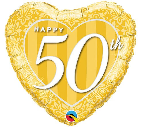 Balloons Party Celebrtae 18" Happy 50th Damask Heart Foil Balloon