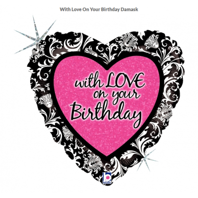 With Love On Your Birthday  Heart 18" 