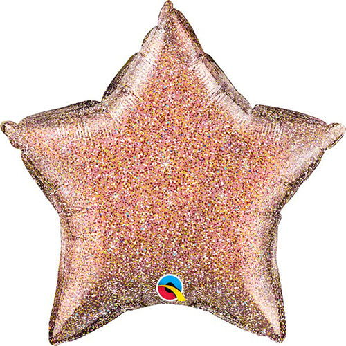 Party Balloon 20" Rose Gold Gliter Star - Flt
