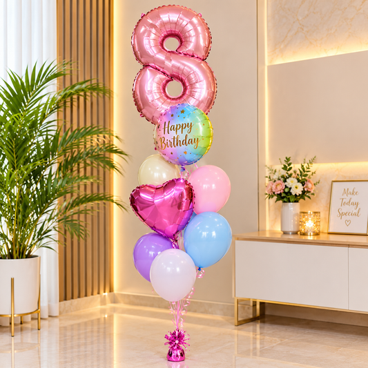 8th Birthday Girl Balloons Bouquet