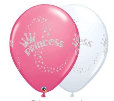 Party  Balloon 11" White &amp; Rose Glitter Princess Wrap Latex Balloon-50CT