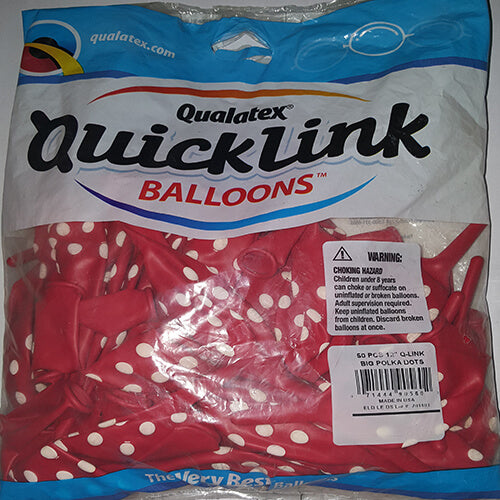 Party Balloon Q-link 12" Red Polka Dot Latex Balloon