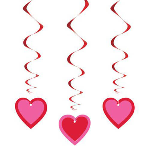 Party Balloons Hearts Hanging Swirl