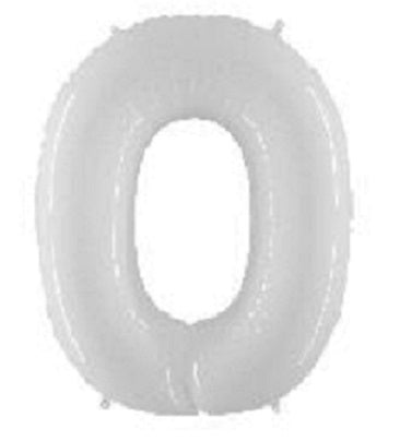 40" White Number (0) Foil Balloon 