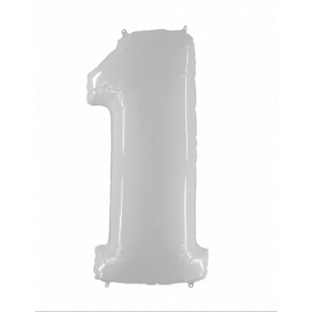 40" White  Number (1) Foil Balloon 