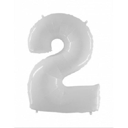 40" White Number (2) Foil Balloon 